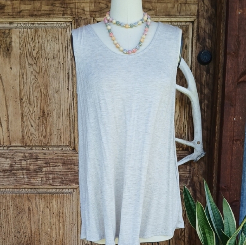 Agnes & Dora Light Oatmeal Gray Heather Tank Top MEDIUM